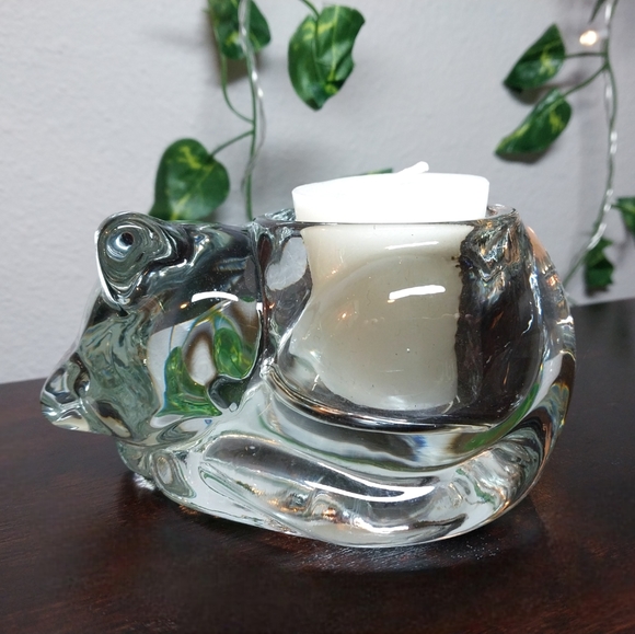 Vintage Indiana Glass Cat Candle Holder - Picture 2 of 3